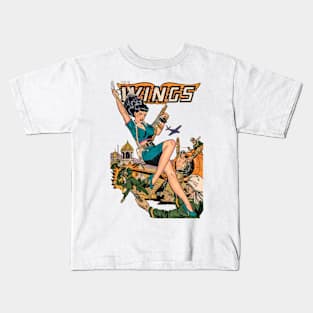 Sexy Girl with Weapon Wings Comic Kids T-Shirt